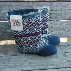 NWT Muk Luks Cheryl Fair Isle Boots Removable Bootcuffs Cabincore Nordic